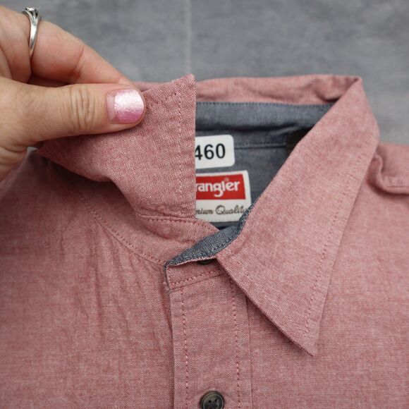 Wrangler Shirt Mens XL Extra Red Western Hike Outdoor Flex Workwear Button Up B1 - Picture 8 of 15